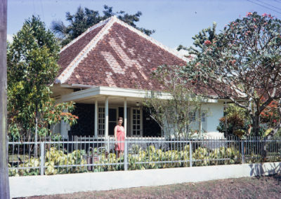 Sue in front of Bogor home